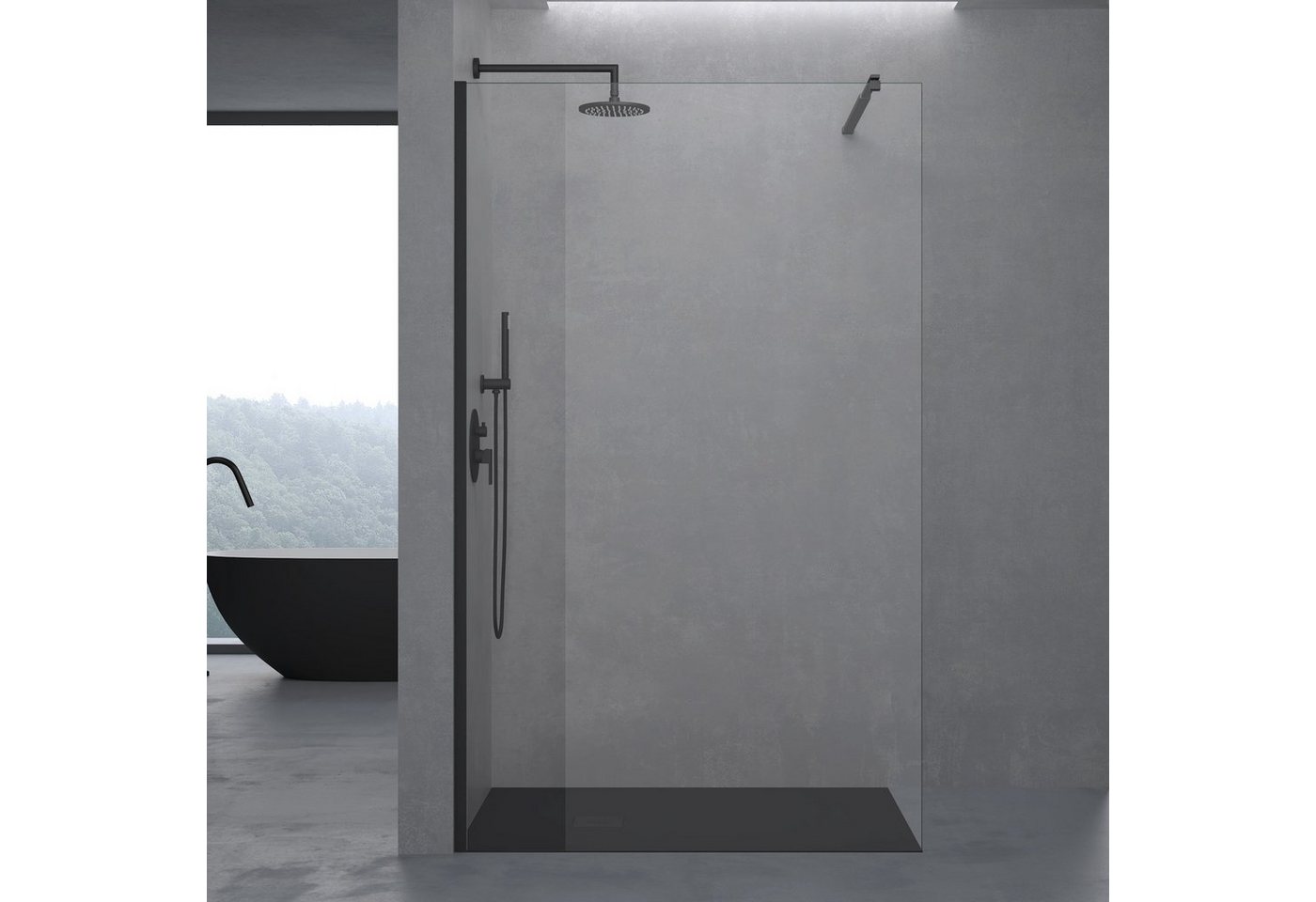 doporro Duschwand Luxus Duschwand Walk-In Dusche mit Stabilisator Klarglas Bremen, Einscheibensicherheitsglas von doporro