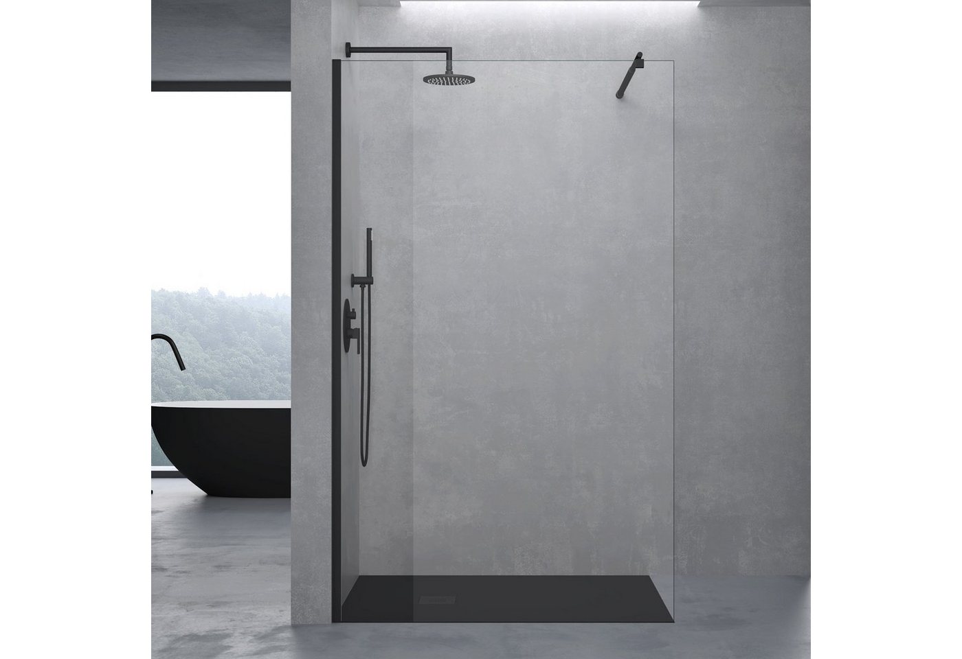 doporro Duschwand Luxus Duschwand Walk-In Dusche mit Stabilisator Klarglas Bremen, Einscheibensicherheitsglas von doporro