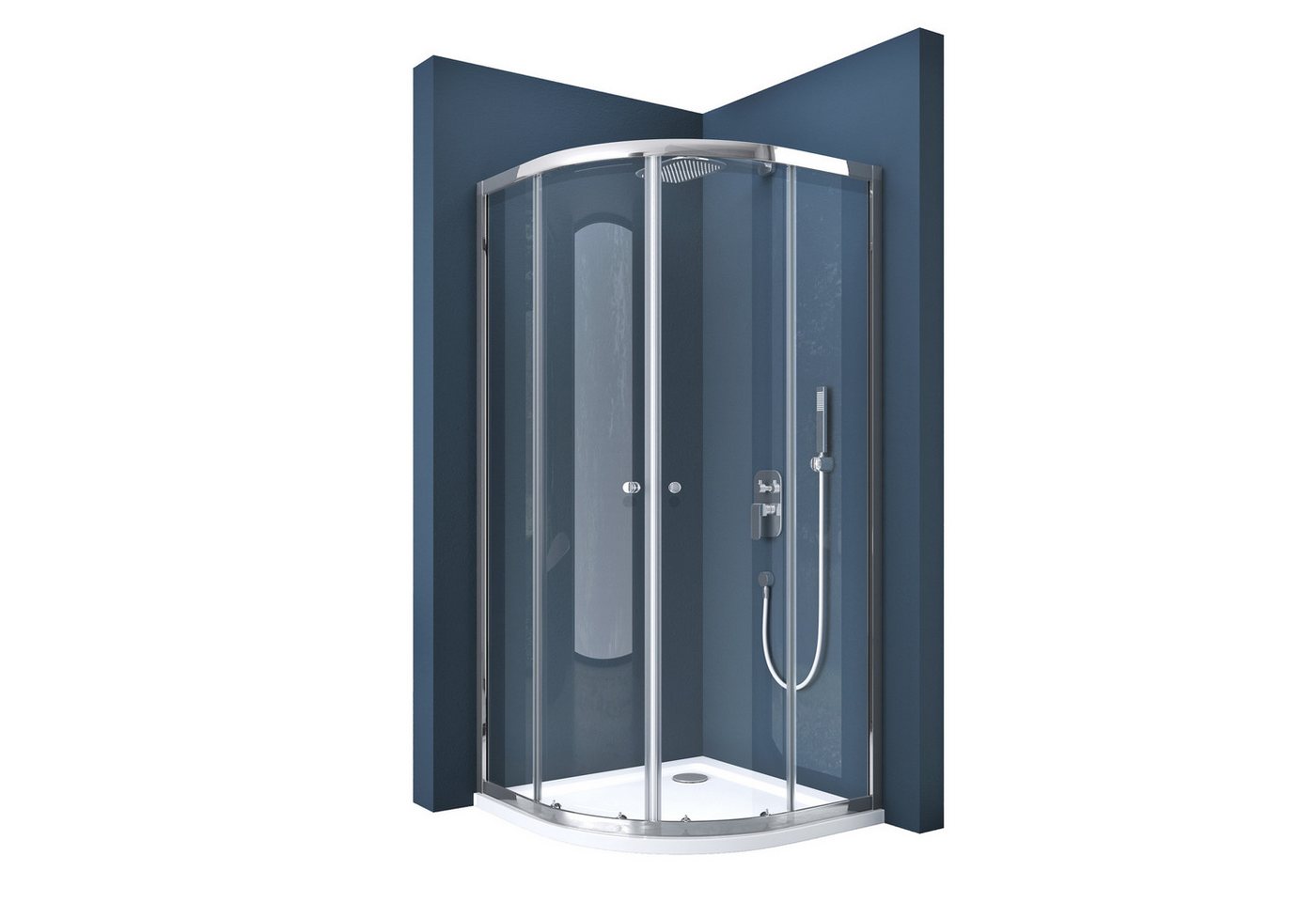 doporro Eckdusche Duschkabine Viertelkreis 2 Schiebetüren Klarglas Groß Anstieg R32K von doporro