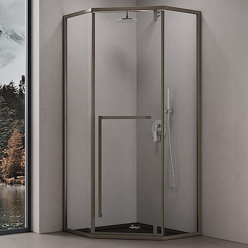 doporro Fünfeckdusche Duschkabine 80x80x200cm Duschabtrennung mit Duschwanne ESG-Sicherheitsglas Klarglas inkl. Nano-Beschichtung Rahmenkonstruktion aus Edelstahl Ravenna68K von doporro