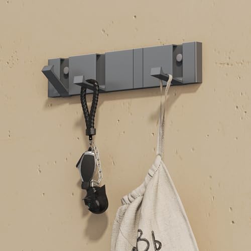 doporro Garderobenhaken Wand Moderne,Wandgarderoben aus Aluminium Garderobenleiste klappbar kleiderhaken mit 4 Beweglichen Haken,wandhaken Grau doporro Garderobenhaken Wand Moderne,Wandgarderoben aus Aluminium Garderobenleiste klappbar kleiderhaken mit 4 Beweglichen Haken,wandhaken Grau von doporro