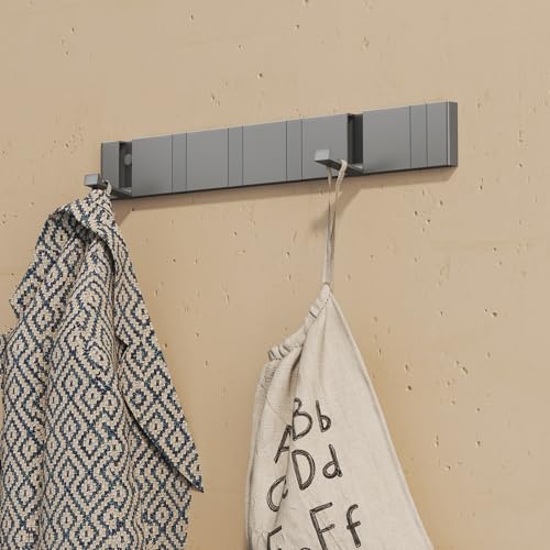 doporro Garderobenhaken Wand Moderne,Wandgarderoben aus Aluminium Garderobenleiste klappbar kleiderhaken mit 6 Beweglichen Haken,wandhaken Grau doporro Garderobenhaken Wand Moderne,Wandgarderoben aus Aluminium Garderobenleiste klappbar kleiderhaken mit 6 Beweglichen Haken,wandhaken Grau von doporro