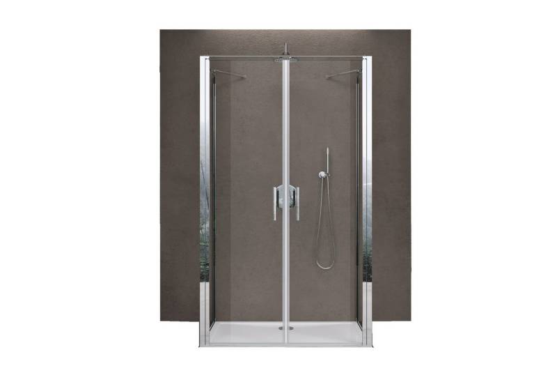 doporro Grossraumdusche Duschkabine U-Form Duschabtrennung Sicherheitsglas Klarglas Rav66UK, BxT: 90x80 cm, Einscheibensicherheitsglas von doporro