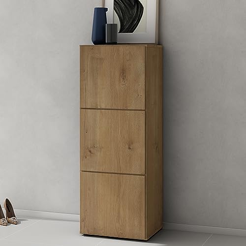 doporro Schuhschrank Schuhregal Schmal Schuhkommode 45 cm Schuhschrank in Kerneiche Holz Aufbewahrung für Schuhe mit 6 Fächern Schuhschrank02 von doporro