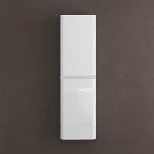 doporro Seitenschrank Badschrank Schmal Hochschrank Badezimmer Hängend Regal BxTxH ca: 35x20x120cm in glänzend weiß Lucca von doporro