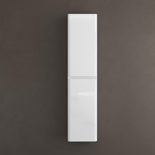 doporro Seitenschrank Badschrank Schmal Hochschrank Badezimmer Hängend Regal BxTxH ca: 35x20x150cm in glänzend weiß Lucca von doporro