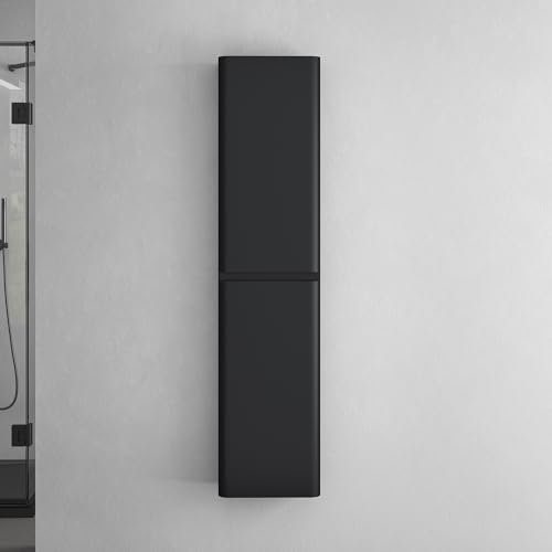 doporro Seitenschrank Badschrank Schmal Hochschrank Badezimmer Hängend Regal BxTxH ca: 35x20x150cm in matt schwarz Lucca von doporro