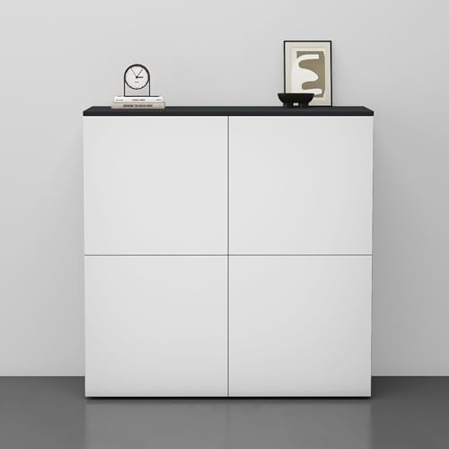 doporro Sideboard Kommode 100 cm in Anthrazit matt und Matt Weiß Aufbewahrungsschrank Bodenstehend für Ihren Wohnbereich Viel Stauraum Schrank 04 von doporro