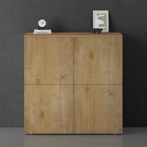 doporro Sideboard Kommode 100 cm in Kerneiche Aufbewahrungsschrank Bodenstehend für Ihren Wohnbereich Viel Stauraum Schrank 04 von doporro