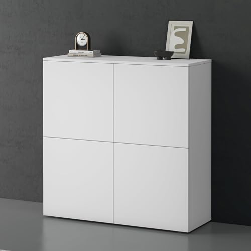 doporro Sideboard Kommode 100 cm in Matt Weiß Aufbewahrungsschrank Bodenstehend für Ihren Wohnbereich Viel Stauraum Schrank 04 von doporro