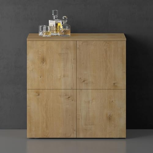 doporro Sideboard Kommode 76 cm in Kerneiche Aufbewahrungsschrank Bodenstehend für Ihren Wohnbereich Viel Stauraum Schrank 04 von doporro
