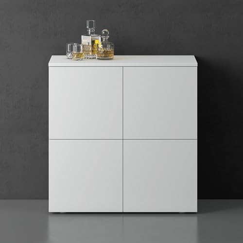 doporro Sideboard Kommode 76 cm in Matt Weiß Aufbewahrungsschrank Bodenstehend für Ihren Wohnbereich Viel Stauraum Schrank 04 von doporro