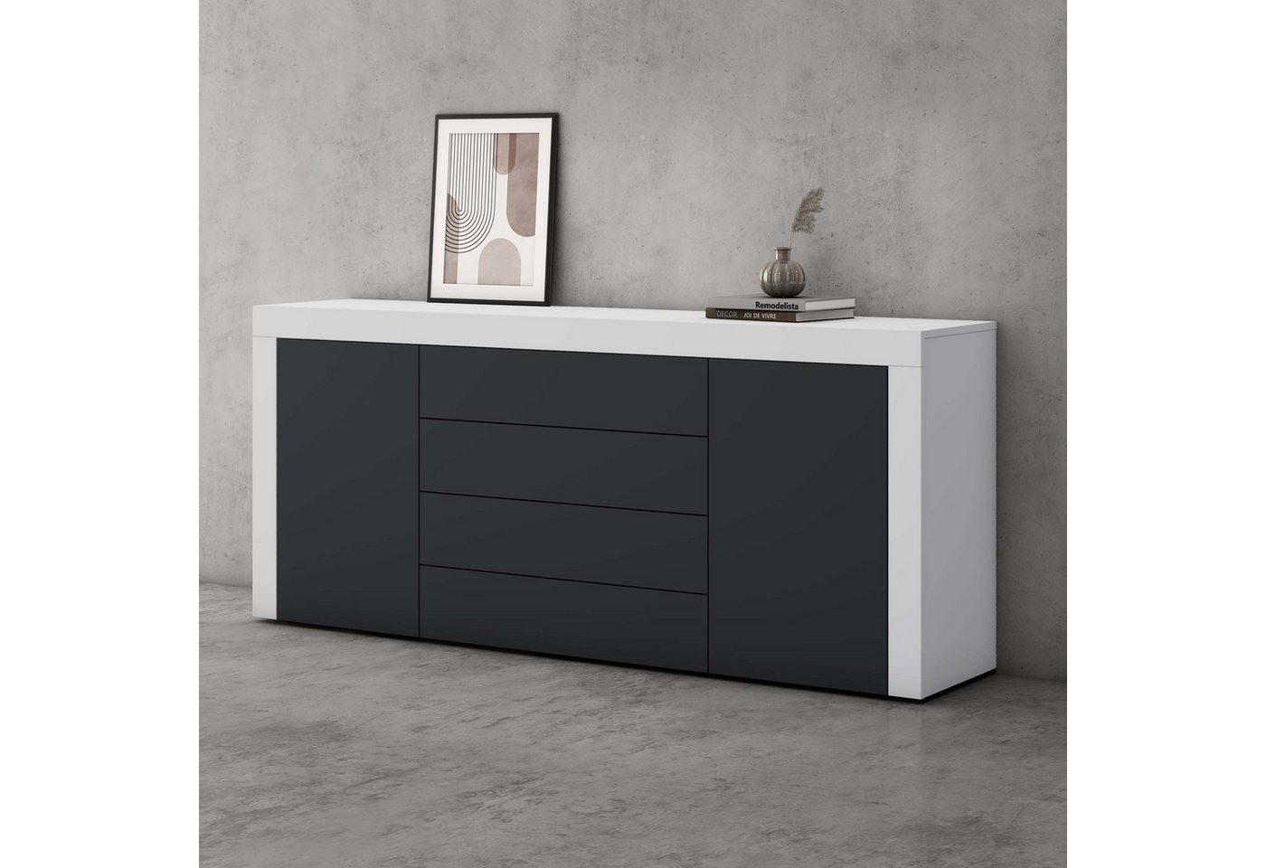 doporro Sideboard Kommode Aufbewahrungsschrank Holz Viel Stauraum Schrank 03 von doporro