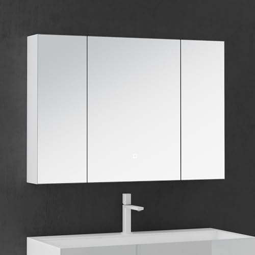 doporro Spiegelschrank Beschlagfreier Spiegel Wandschrank BxTxH 120x15x70cm Hängeschrank für Badezimmer matt Weiß Spiegelschrank04 von doporro