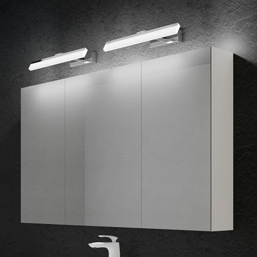 doporro Spiegelschrank Wandschrank in matt weiß 120x70 cm Hängeschrank Aufbewahrungsschrank mit LED Spiegelbeleuchtung 40 * 2 (Chrom) Luxaris von doporro