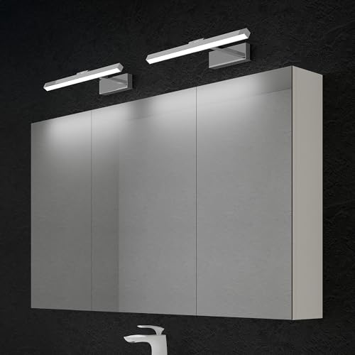 doporro Spiegelschrank Wandschrank in matt weiß 120x70 cm Hängeschrank Aufbewahrungsschrank mit LED Spiegelbeleuchtung 40 * 2 (Chrom) Strahlenschön von doporro