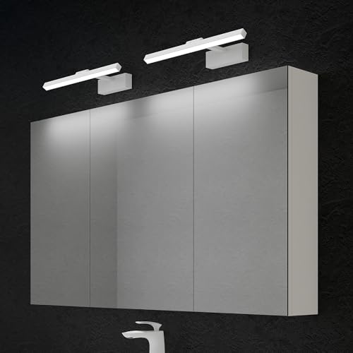 doporro Spiegelschrank Wandschrank in matt weiß 120x70 cm Hängeschrank Aufbewahrungsschrank mit LED Spiegelbeleuchtung 40 * 2 (Sandweiß) Strahlenschön von doporro