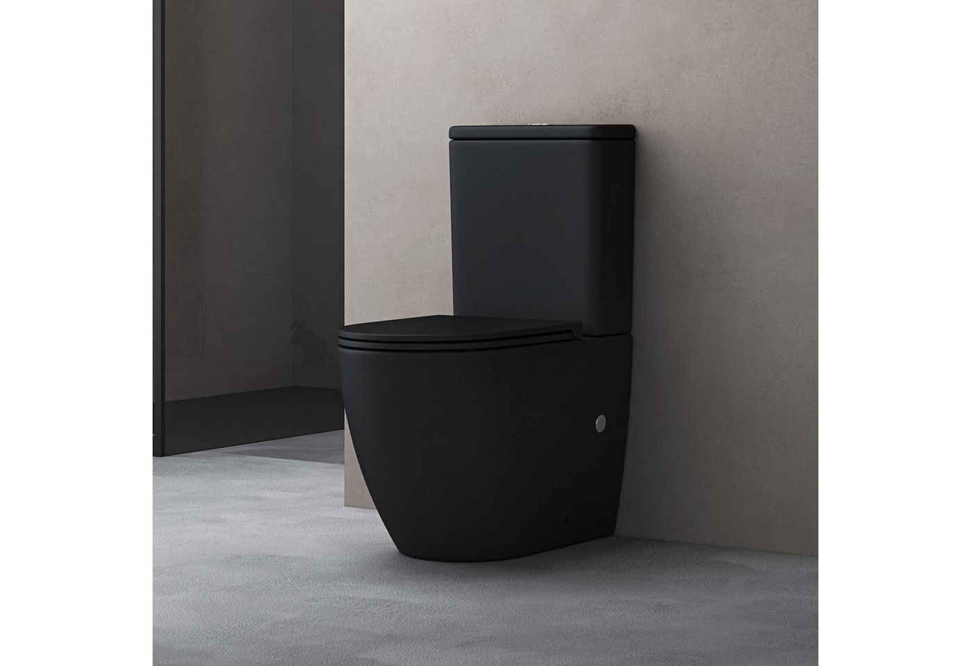 doporro Tiefspül-WC Design Stand-WC Toilette Silent-Close spülrandlose Toilette, Wandmontage von doporro