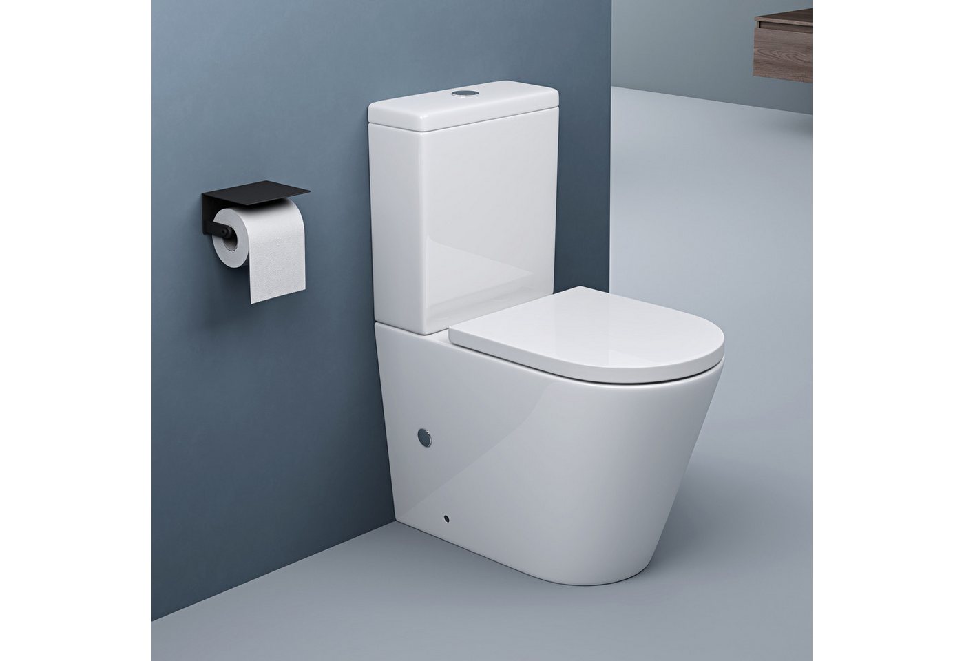 doporro Tiefspül-WC Design Stand-WC Toilette Silent-Close spülrandlose Toilette, Wandmontage von doporro