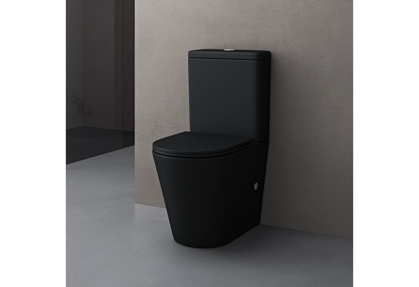 doporro Tiefspül-WC Design Stand-WC Toilette Silent-Close spülrandlose Toilette, Wandmontage von doporro