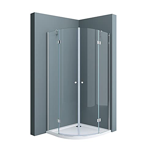 doporro Viertelkreisdusche Duschkabine Ravenna02K 80x80x190cm Duschabtrennung inkl. flache-Duschwanne ESG-Sicherheitsglas Klarglas Easy-Clean-Beschichtung von doporro