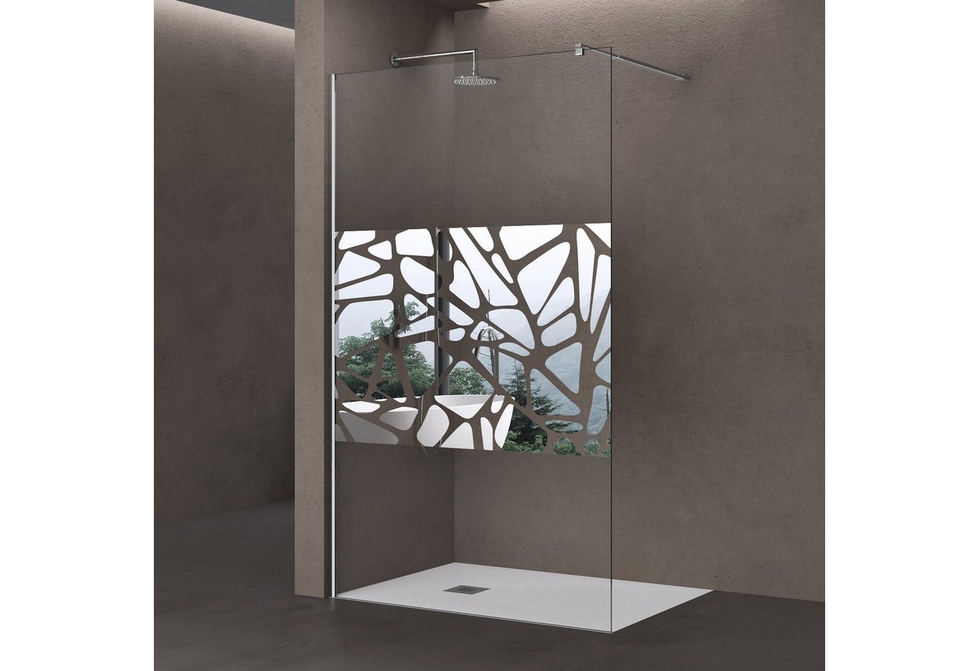 doporro Walk-in-Dusche Duschwand Bremen02BL mit Stabilisator aus Edelstahl Walk-In, Einscheibensicherheitsglas, 100 x 200 cm von doporro