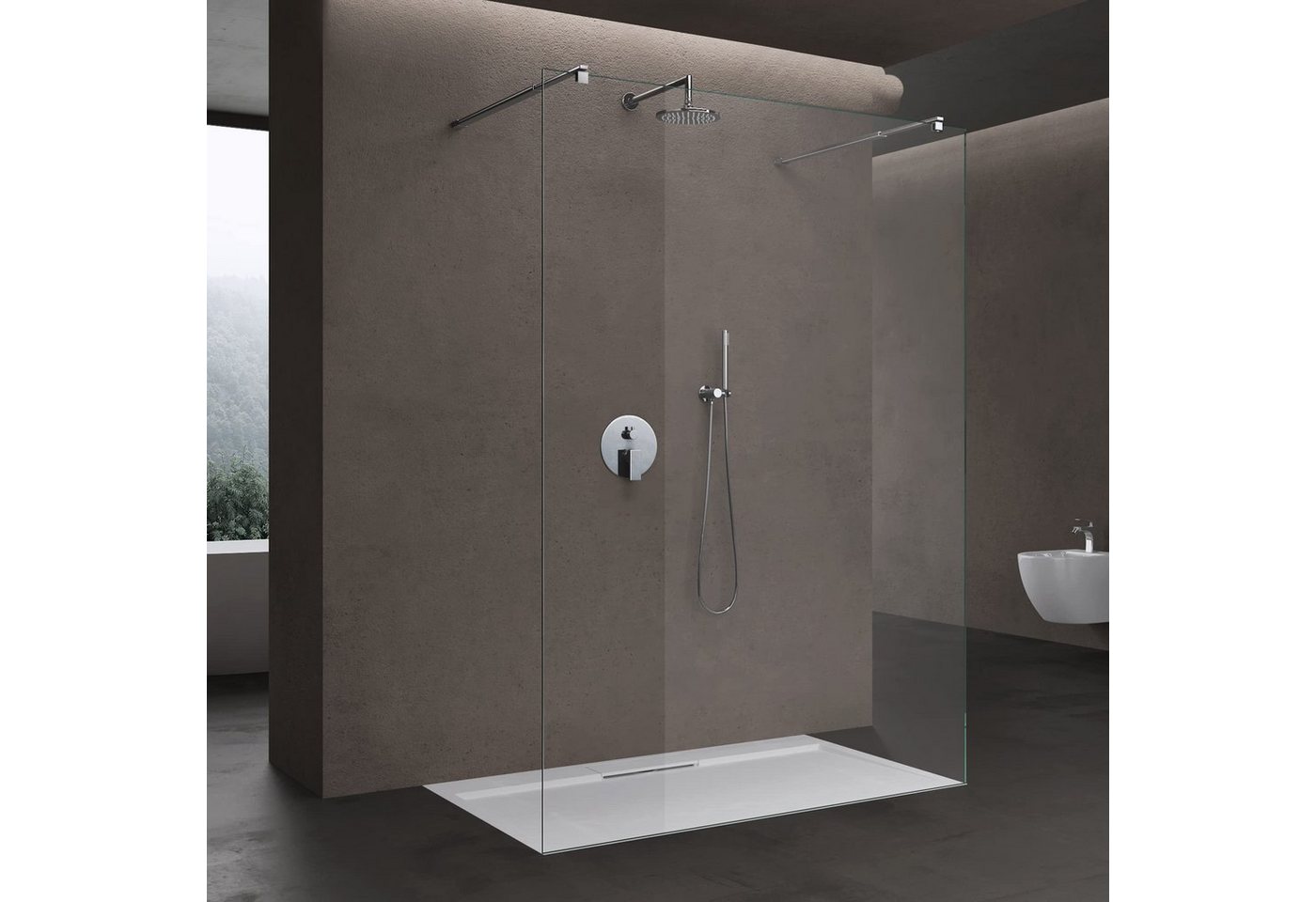 doporro Walk-in-Dusche Design Duschwand Walk-In Dusche ESG-Sicherheitsglas Nanobeschichtung, Einscheibensicherheitsglas von doporro