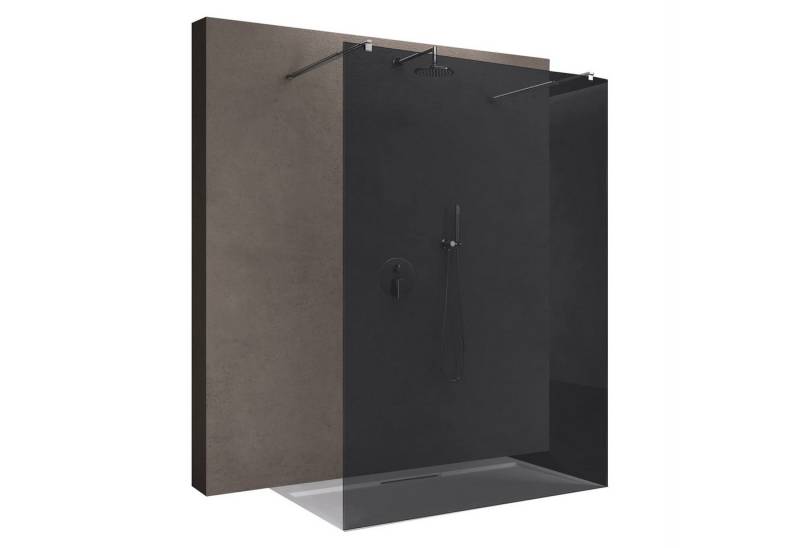 doporro Walk-in-Dusche Duschwand Duschtrennwand Walk-In Dusche mit Doppel-Stabilisator, Einscheibensicherheitsglas von doporro