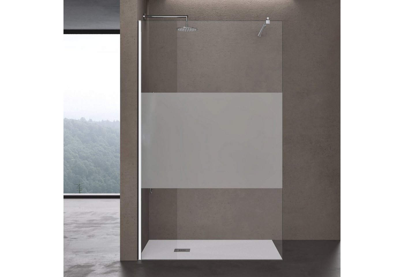 doporro Walk-in-Dusche Luxus Duschwand Walk-In Dusche mit Stabilisator Klarglas BremenMS, Einscheibensicherheitsglas von doporro