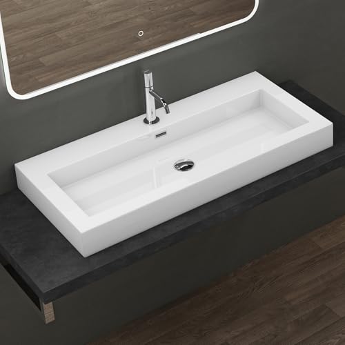 doporro Waschbecken 100x48x10cm Aufsatzwaschbecken Weiß aus mineralguss Gussmarmor Waschtisch Colossum18 doporro Waschbecken 100x48x10cm Aufsatzwaschbecken Weiß aus mineralguss Gussmarmor Waschtisch Colossum18 von doporro