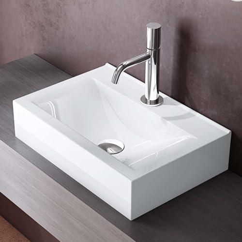 doporro Waschbecken Aufsatzwaschbecken Hängewaschbecken 45cm aus Keramik in weiß inkl. Nano-Versiegelung/Abperl-Effekt doporro Waschbecken Aufsatzwaschbecken Hängewaschbecken 45cm aus Keramik in weiß inkl. Nano-Versiegelung/Abperl-Effekt von doporro