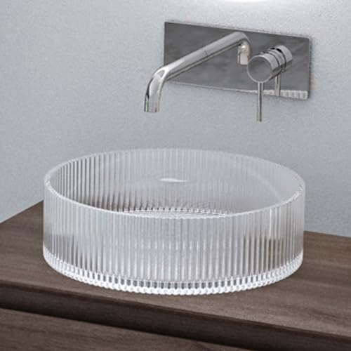 doporro Waschbecken Glas Aufsatzwaschbecken BxTxH: 40x40x12cm in Transparent Waschplatz Handwaschbecken Waschtisch Minerva01 von doporro