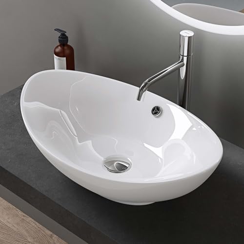 doporro Waschbecken Oval Aufsatzwaschbecken Bad 59x38x19cm Brüssel 818 | Lotuseffekt durch Nanoversiegelung | Aufsatzwaschbecken aus Keramik in Weiß doporro Waschbecken Oval Aufsatzwaschbecken Bad 59x38x19cm Brüssel 818 | Lotuseffekt durch Nanoversiegelung | Aufsatzwaschbecken aus Keramik in Weiß von doporro