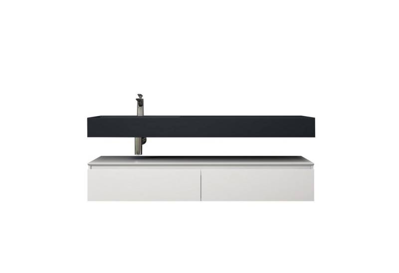 doporro Waschbeckenunterschrank Badmöbel Set Holzstruktur Schubladen Unterschrank Soft-Close MDF UP von doporro