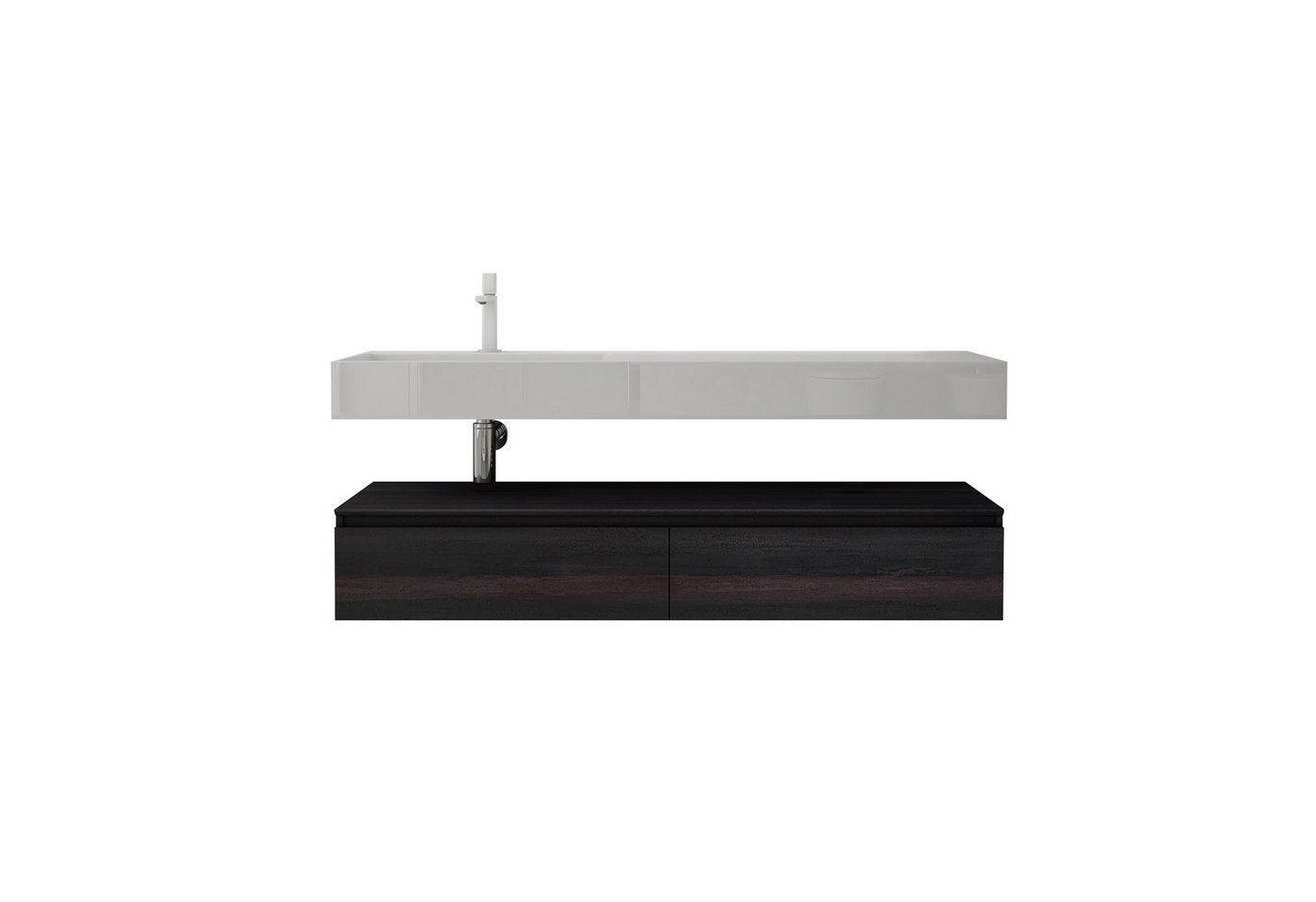 doporro Waschbeckenunterschrank Badmöbel Set Holzstruktur Schubladen Unterschrank Soft-Close MDF UP von doporro