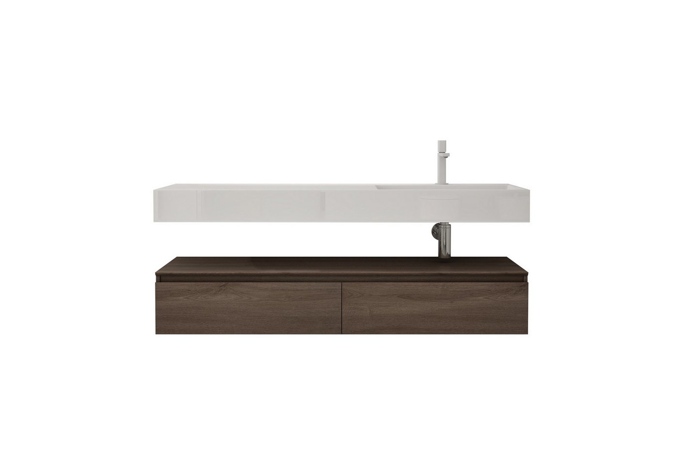 doporro Waschbeckenunterschrank Badmöbel Set Holzstruktur Schubladen Unterschrank Soft-Close MDF UP von doporro