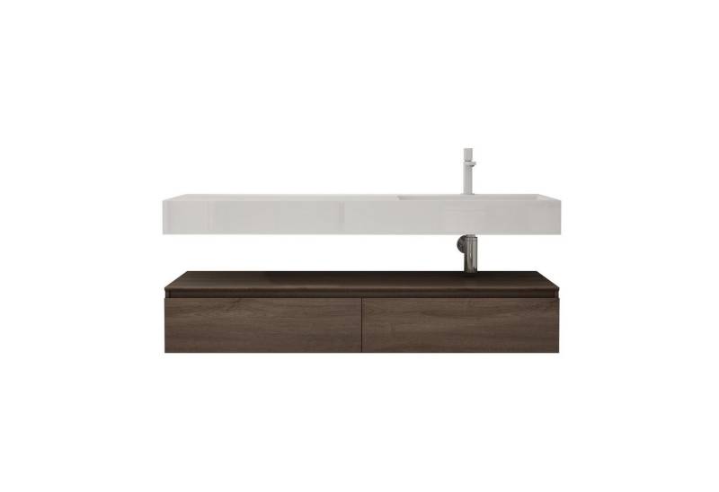 doporro Waschbeckenunterschrank Badmöbel Set Holzstruktur Schubladen Unterschrank Soft-Close MDF UP von doporro