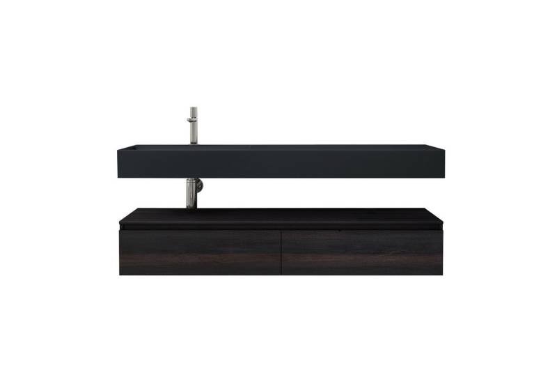 doporro Waschbeckenunterschrank Badmöbel Set Holzstruktur Schubladen Unterschrank Soft-Close MDF UP von doporro