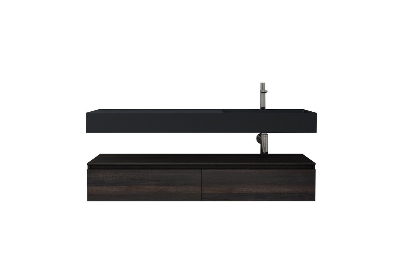 doporro Waschbeckenunterschrank Badmöbel Set Holzstruktur Schubladen Unterschrank Soft-Close MDF UP von doporro
