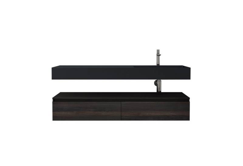 doporro Waschbeckenunterschrank Badmöbel Set Holzstruktur Schubladen Unterschrank Soft-Close MDF UP von doporro