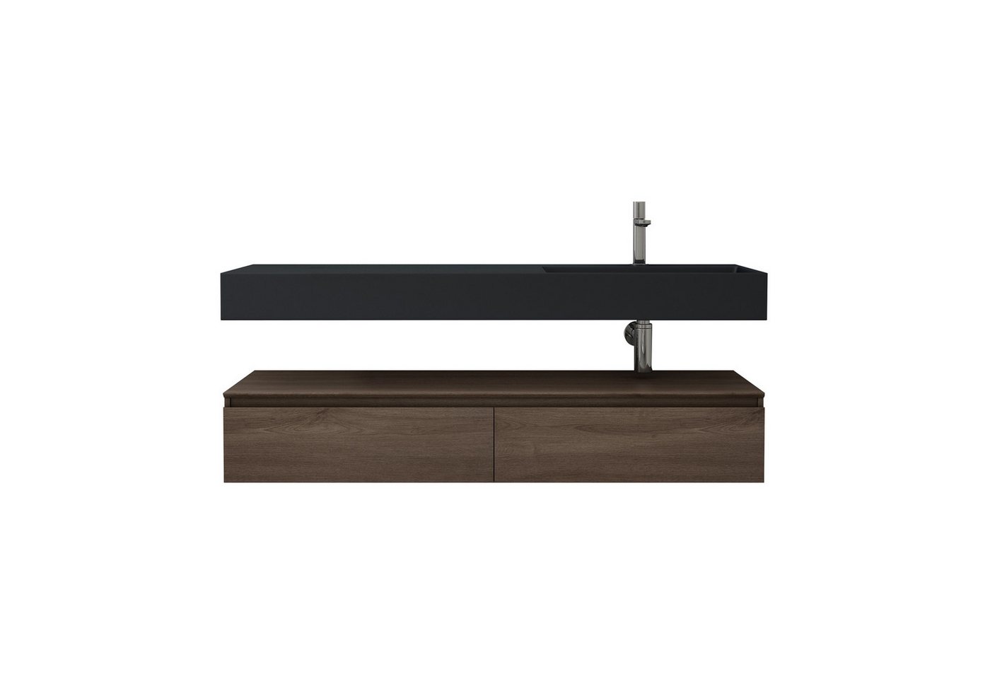 doporro Waschbeckenunterschrank Badmöbel Set Holzstruktur Schubladen Unterschrank Soft-Close MDF UP von doporro
