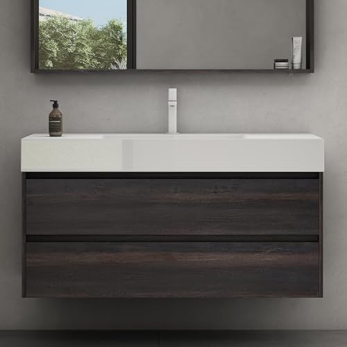 doporro Waschtisch mit Unterschrank 120x48x63cm Badmöbel-Set Dunkelbraun Badezimmerschrank Mineralguss-Waschbecken Wandmontage doporro Waschtisch mit Unterschrank 120x48x63cm Badmöbel-Set Dunkelbraun Badezimmerschrank Mineralguss-Waschbecken Wandmontage von doporro