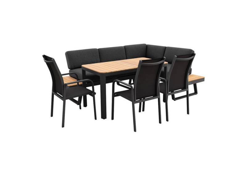 doppler® Gartenlounge-Set / Dininglounge "Expert Plus City Aversa", aus Aluminium und Teakholz, mit bequemer Polsterung, Ablageflächen von doppler®