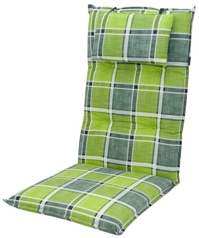 doppler® Hochlehnerauflage 5911 Gartenstuhl Auflagen Kissen Polster für Hochlehner grün karo, (1 St., 1 Auflage), UV-beständig hür Hochlehner Stühle von doppler®