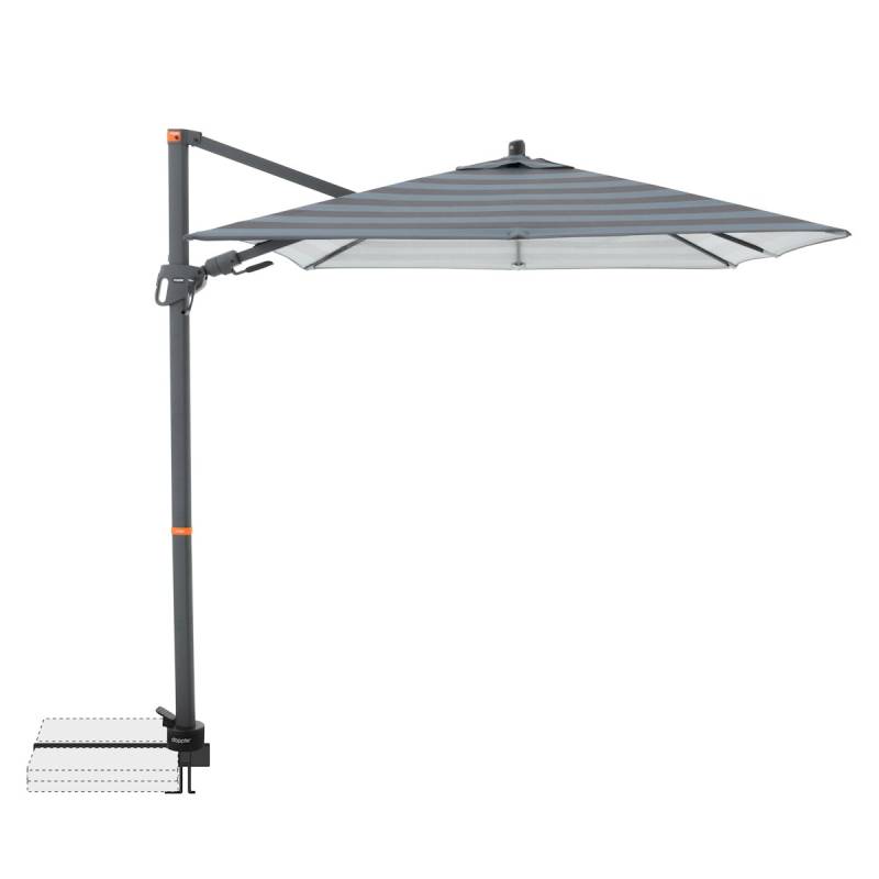 doppler Pendelschirm myZONE 210 x 210, Aluminium Anthrazit / 100 % Polyester 180 g/m² Blockstreifen Anthrazit von doppler