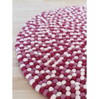 Filzkugelteppich - Designer Teppich Filz -Multicolor Kinderteppich Rund-93cm von dorfmadlcom