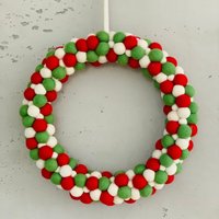 Großer Türkranz-Weihnachtskranz-Adventskranz - Tischkranz - Filzkugelkranz - Kranz von dorfmadlcom