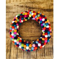 Kranz Desing Türkranz- Sommer- Filzkugeln- Tischkranz- Frühling- Kunterbunt - Deko- Garten Wollfilz- Filzkugeln Dänisch von dorfmadlcom