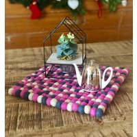 Wollfilz 35cm X - Auflage Platzmatte- Tischauflage-Sitzkissen- Filzkugel-Untersetzer- Bodensitzkissen von dorfmadlcom