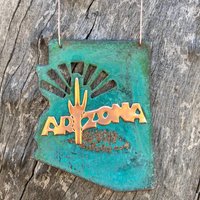 Arizona State Kupfer Grünspan Weihnachtsverzierung - Handgefertigt in The Copper State | Arizona Usa Dos Damas Designs von dosdamasdesigns